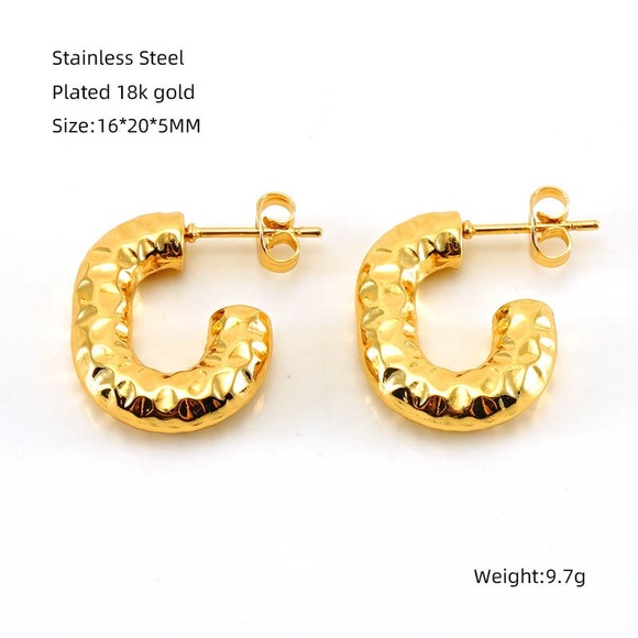 NEW💎18K Gold Plated Chunky Hoop Earrings*Small Chunky Hoops* - Picture 4 of 4